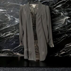 SOFT SURROUNDINGS WRAP KIMONO GRAY Sz MEDiUM SEQUIN CUFFS